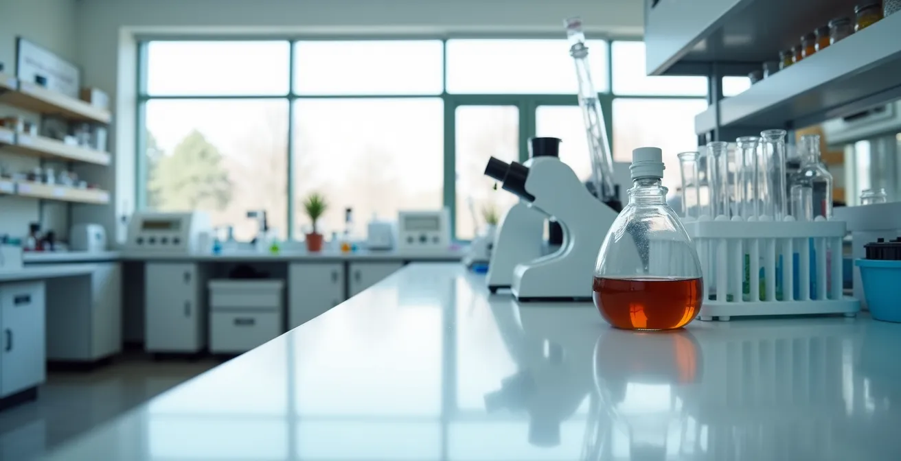 Wide shot of professional chocolate testing laboratory environment